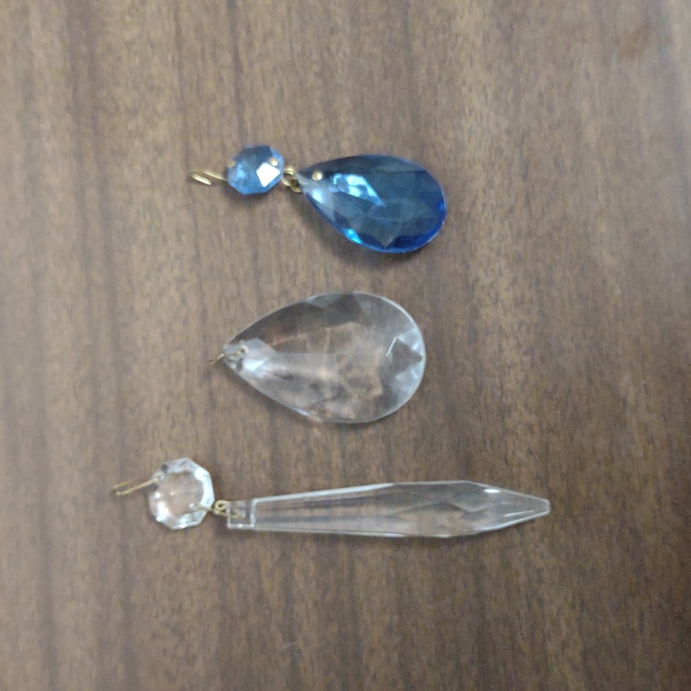 Assorted Crystal and Blue Glass Ornaments